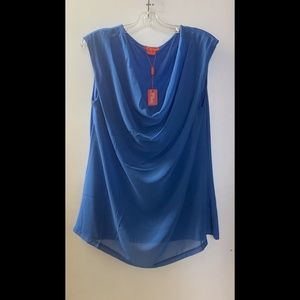🌟 Full Figure Drape-neck Tank with Chiffon Overlay